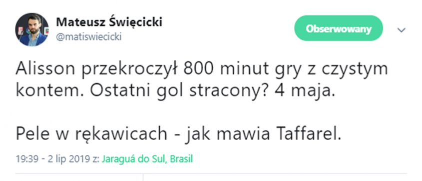 NIESAMOWITA forma Alissona! Nie stracił gola już od...